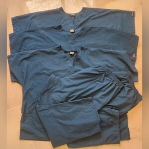 Bundle Of Unisex Blue Scrub Shirts And Pants
